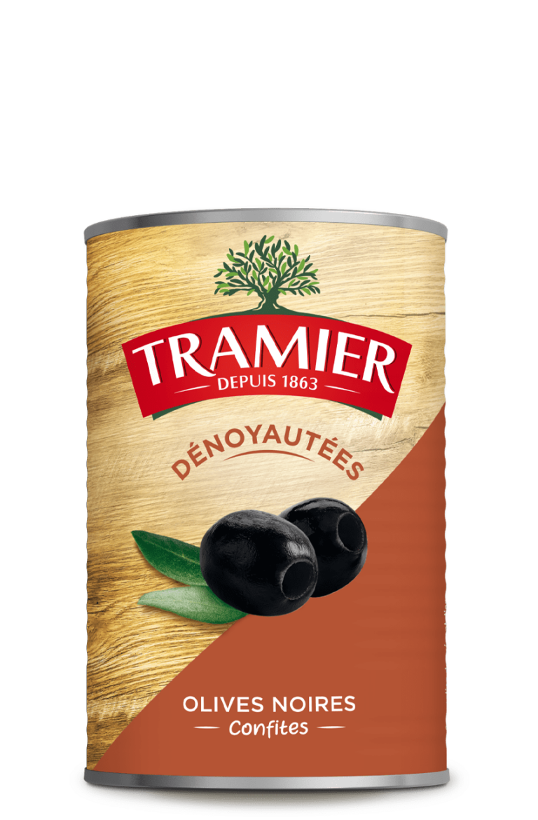 Olives Noires Confites Dénoyautées 150g Tramier