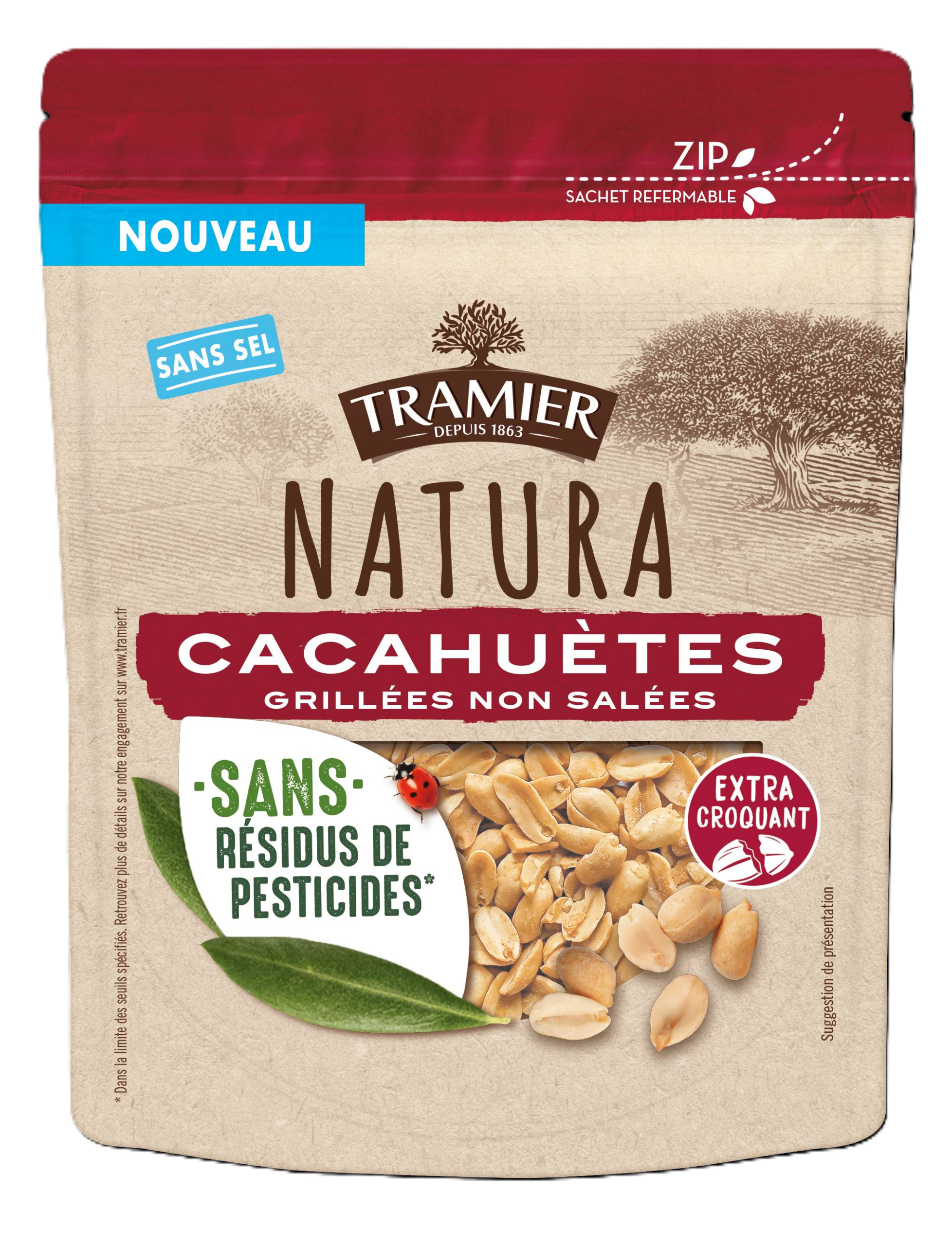 Tramier NATURA Cacahuetes Sans Résidus de Pesticides Non Salé 200g NOUVEAU