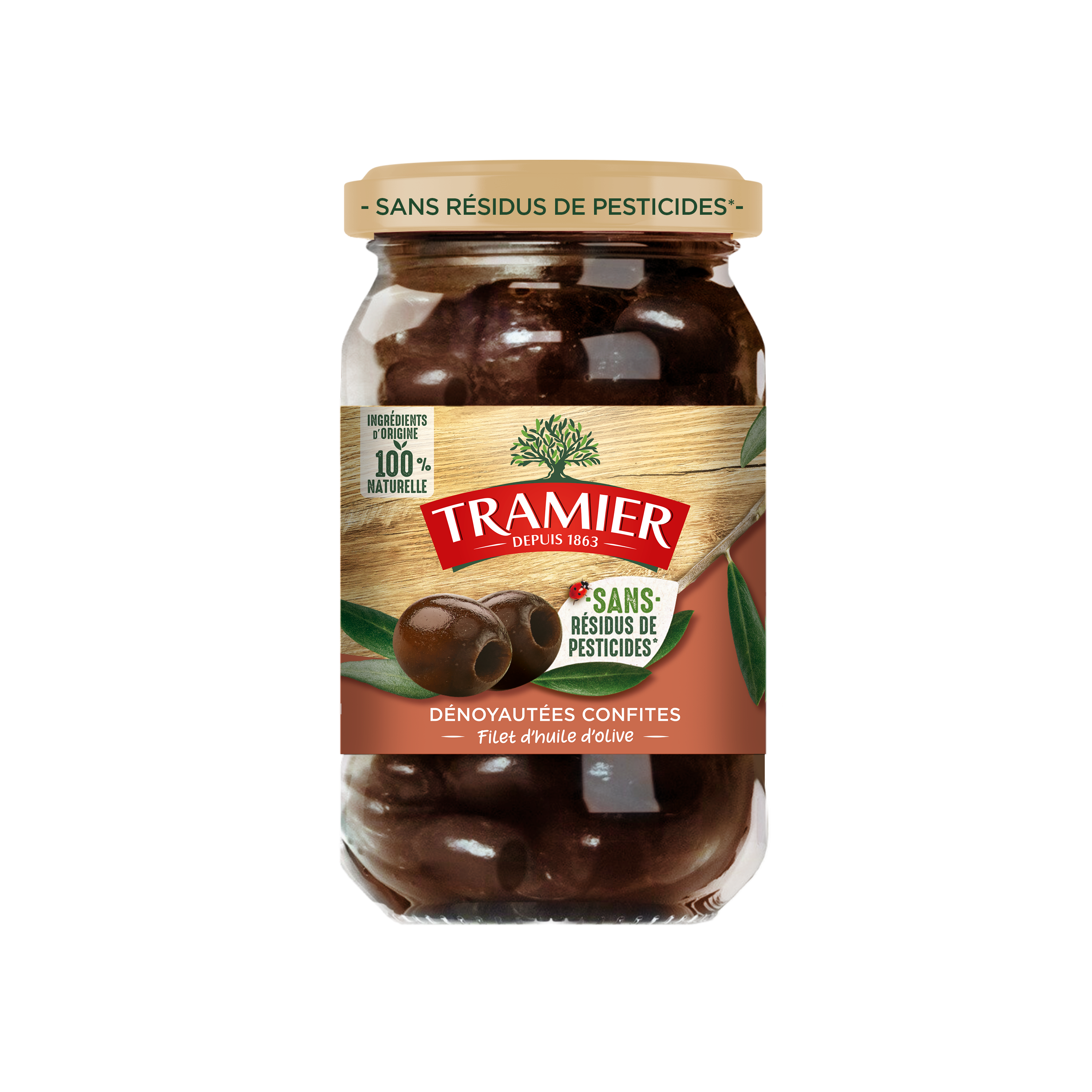 TRAMIER Olives Noires Confites 100% Origine Naturelle et Sans Résidus de Pesticides 150g