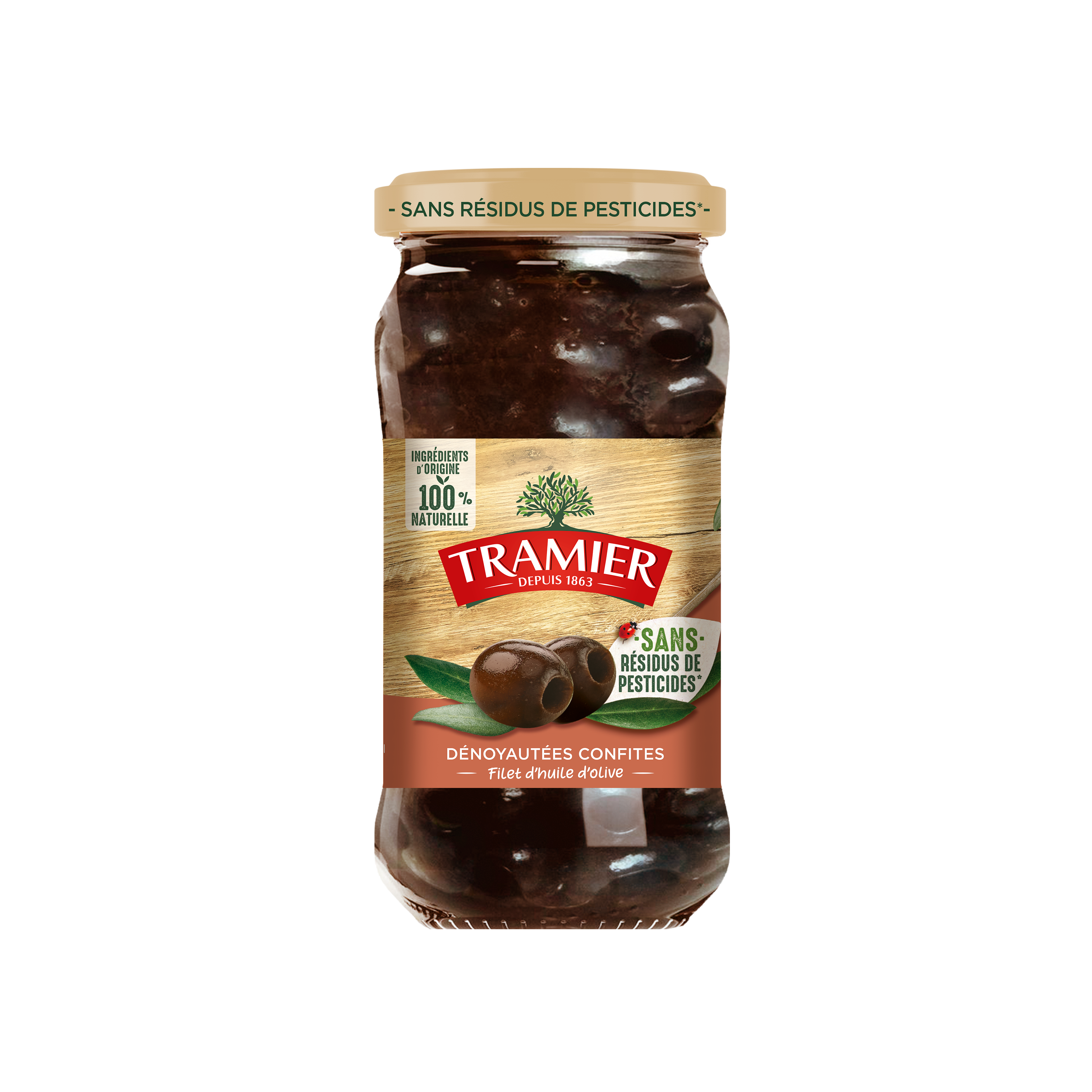 TRAMIER Olives Noires Confites 100% Origine Naturelle et Sans Résidus de Pesticides 250g