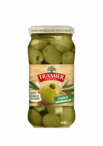 Olives vertes dénoyautées calibre généreux Sans Résidus de Pesticides* Tramier