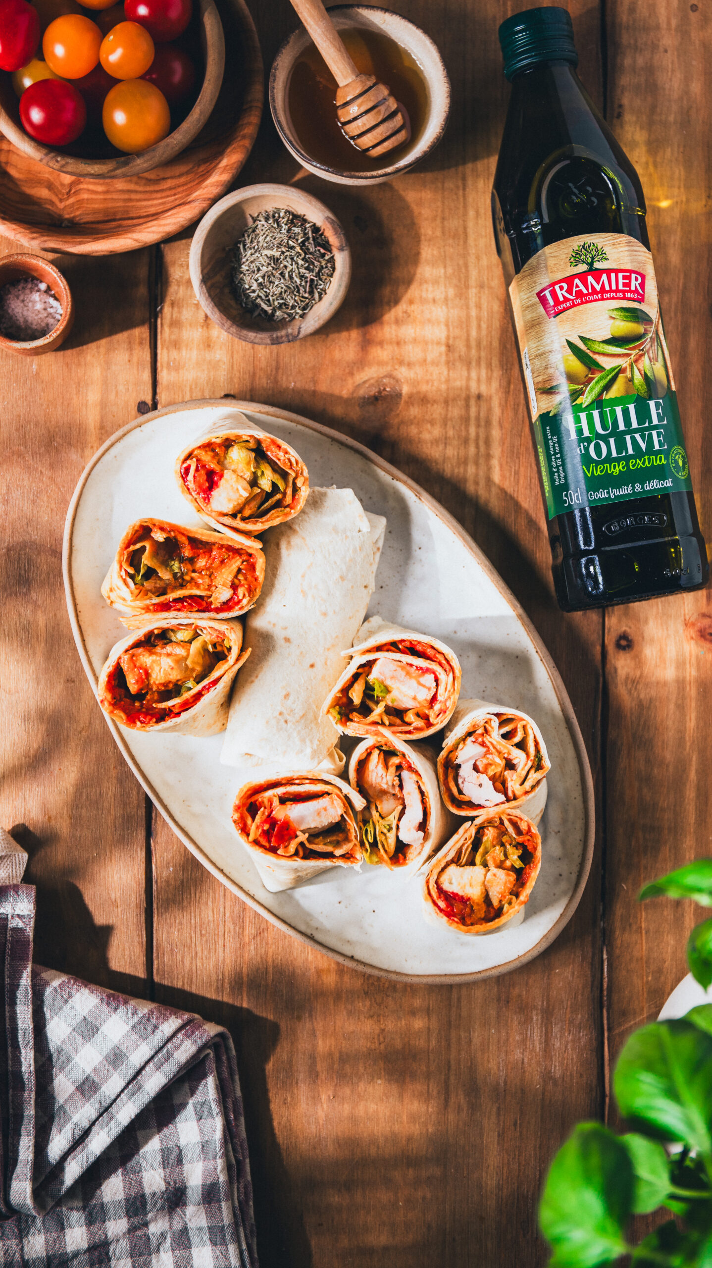 Wrap poulet, tomates confites et pesto rosso