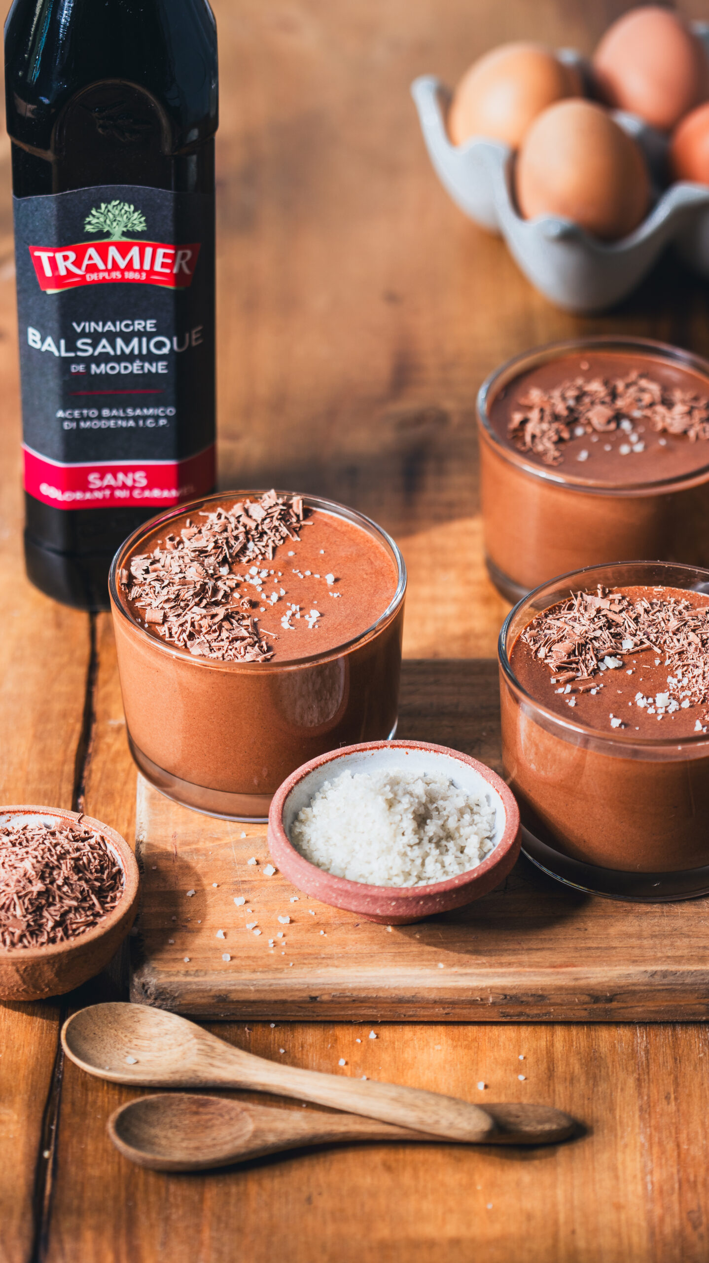 Mousse au chocolat sucrée-salée Vinaigre Balsamique Tramier